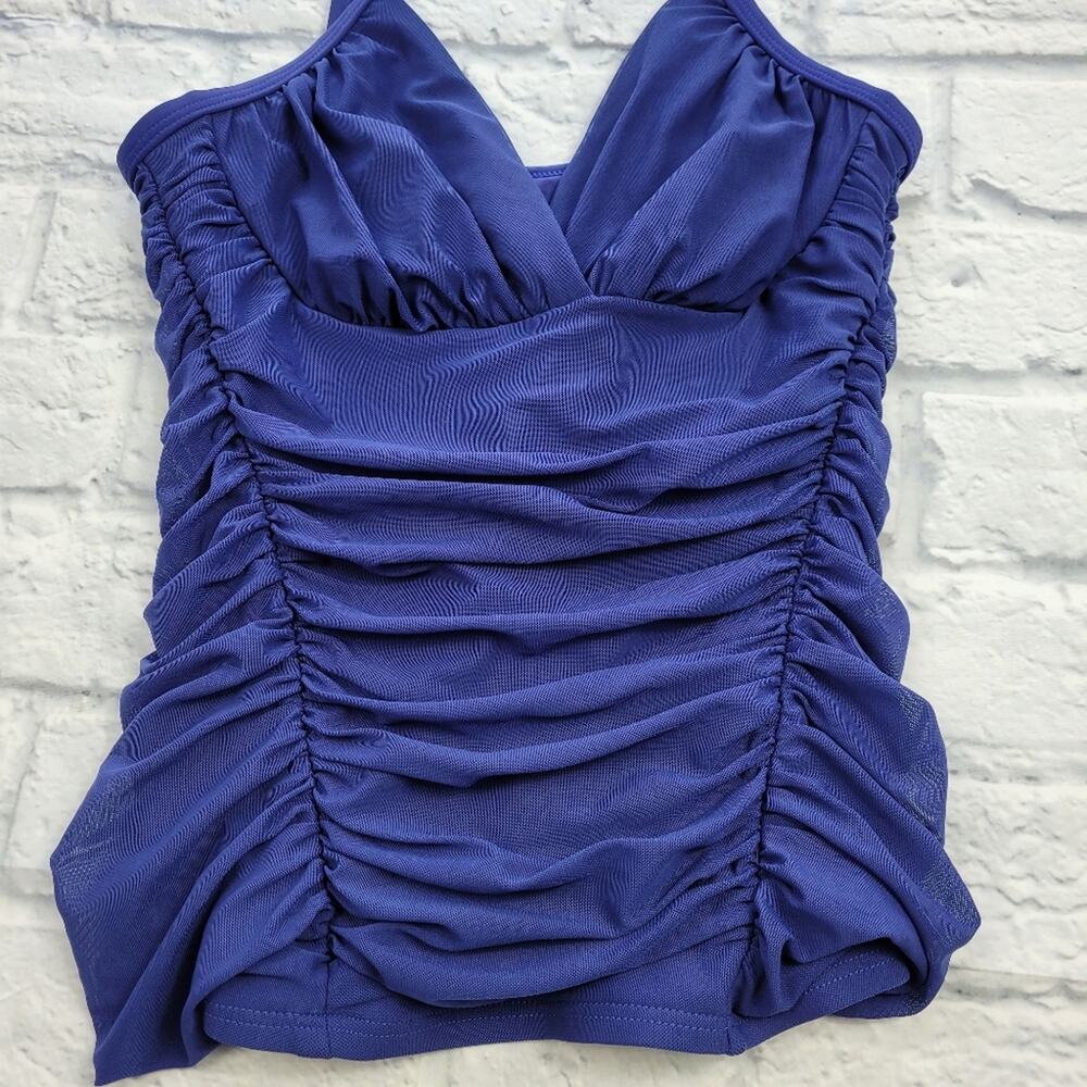 Be Creative Purple Ruched Tankini Top Built-in Padded Bra size 8 - Picture 2 of 7